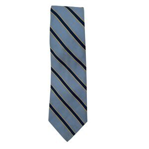 Brooks Brothers 346 Silk Necktie Light Blue Navy Yellow Striped Repp Tie Classy